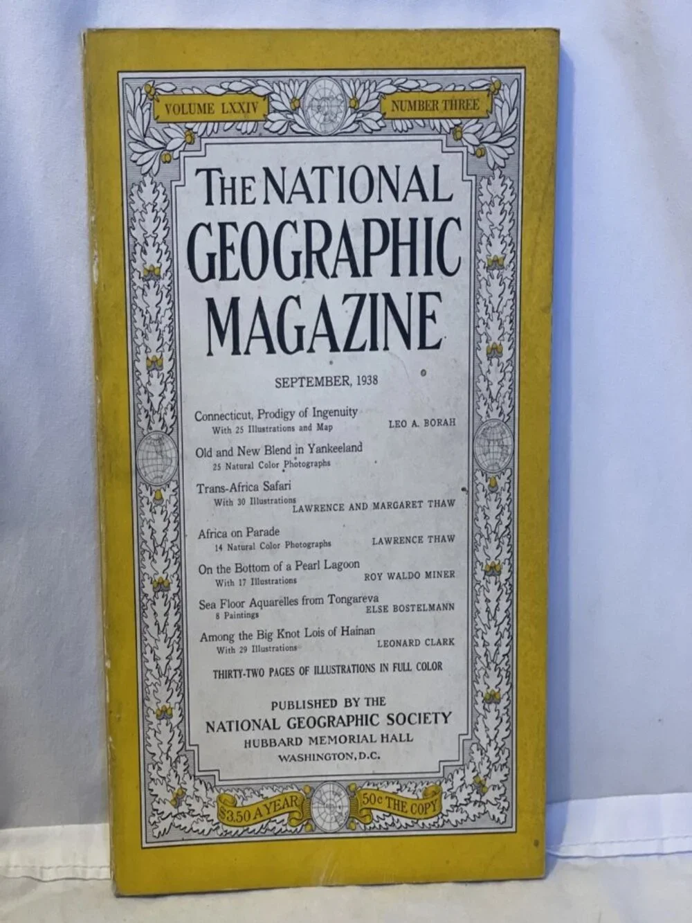 Vintage National Geographic September 1938 Vol 74 No 3 Connecticut Africa Safari